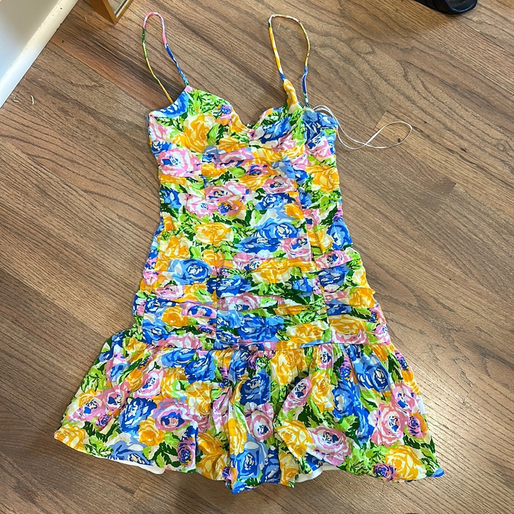 Zara floral mini dress. Never worn. Size XS